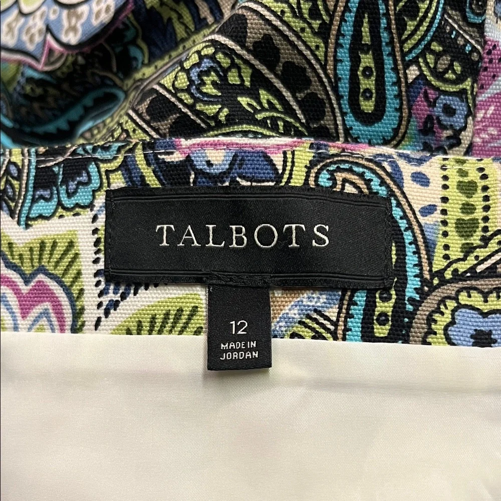 Talbots Multicolor Floral Paisley Print A-Line Cotton Skirt